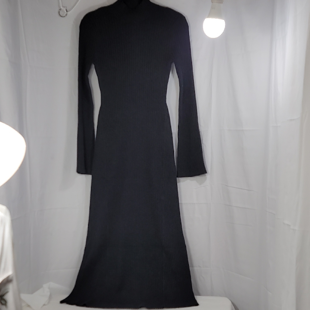 A New Day Black Bell Sleeve Mock Neck Gown